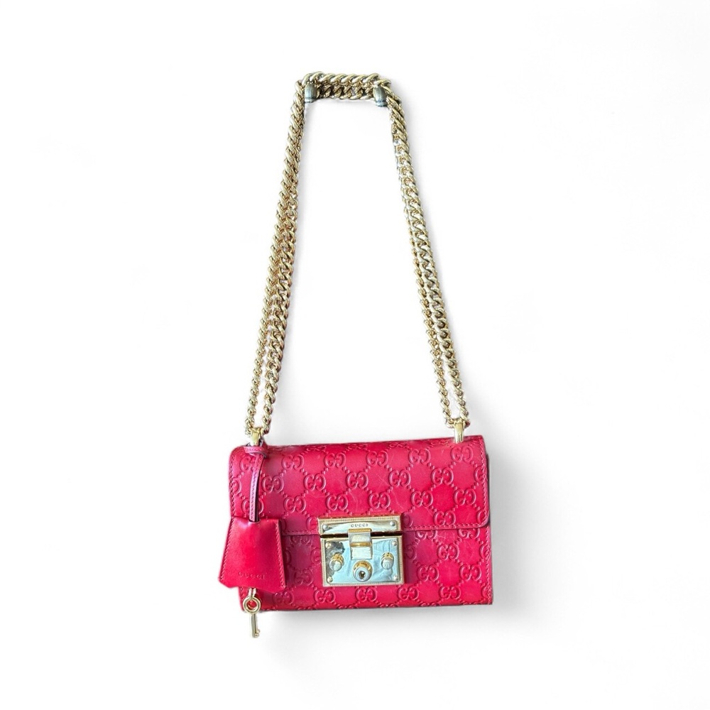 Gucci guccissima padlock red two way bag
